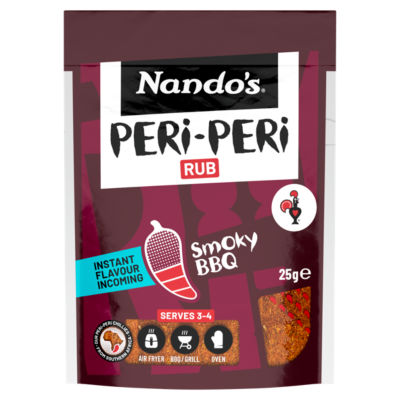 Nando's Smoky BBQ Peri-Peri Rub 25g, imported from the UK