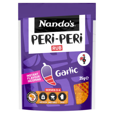 Nando's garlic peri-peri seasoning rub 25g, imported from the UK