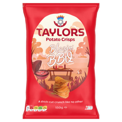 Taylors Blazin BBQ flavour potato crisps 150g (British brand)