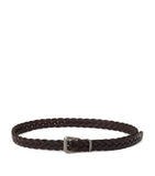 Brunello Cucinelli braided calf leather belt with silver buckle (British brand)