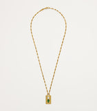 Azlee yellow gold diamond and emerald duet necklace - British product