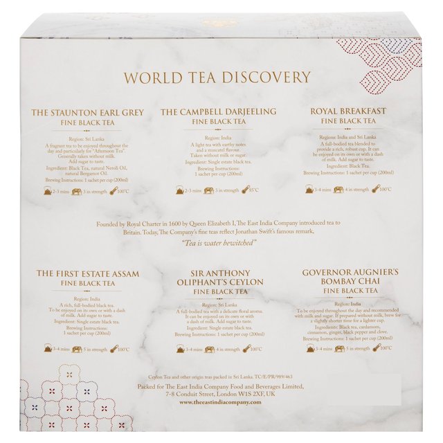 The East India Company World Tea Discovery Black Teabag Selection box   60 per pack GOODS M&S