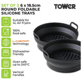 Argos Tower Set of 2 Silicone Air Fryer Round Foldable Trays- Buy online at McGrocer