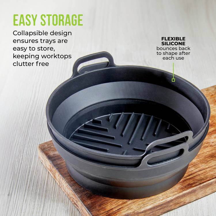 Tower silicone air fryer foldable trays set of 2 - British product