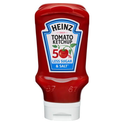 Heinz tomato ketchup 50% less salt and sugar 400ml, imported from the UK