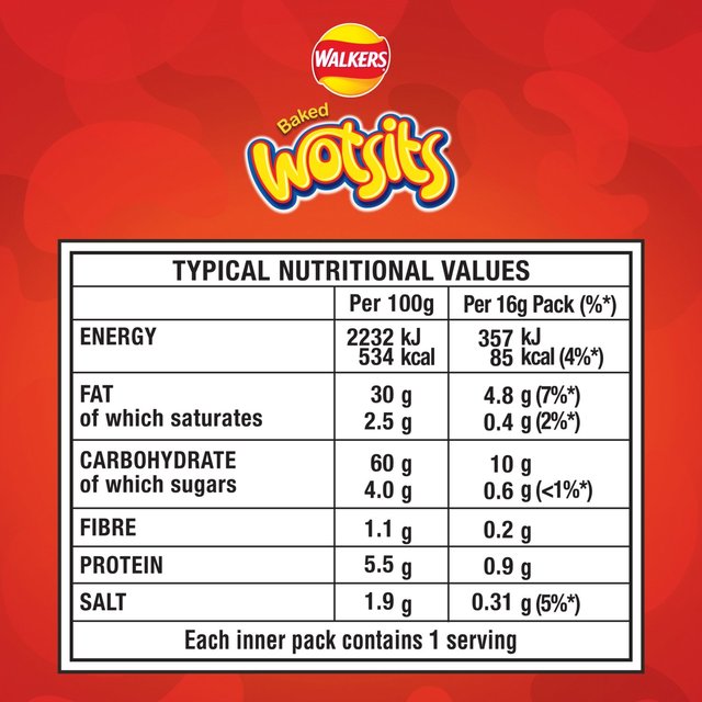 Walkers Wotsits Sweet & Spicy Flamin Hot Multipack Snacks   6 per pack GOODS M&S