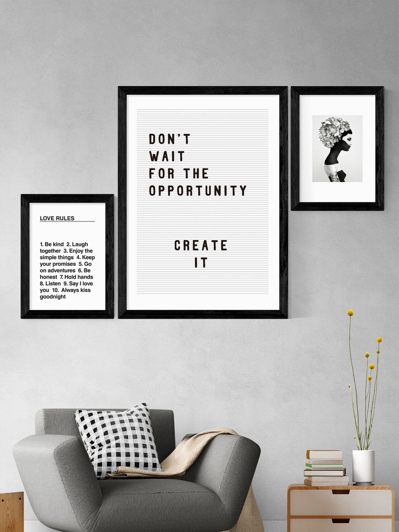 East End Prints Black Don't Wait For The Opportunity Framed Print
