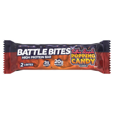ASDA Battle Bites High Protein Bar Toffee Apple Popping Candy Flavour 62g- Buy online at McGrocer