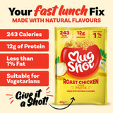 Mug Shot roast chicken flavour instant pasta sachet 55g, imported from the UK