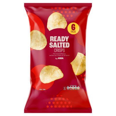 ASDA Ready Salted Crisps 6 x 25g multipack - British product