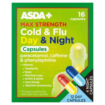 ASDA ASDA Max Strength Cold & Flu Day & Night Capsules 16 Capsules- Buy online at McGrocer