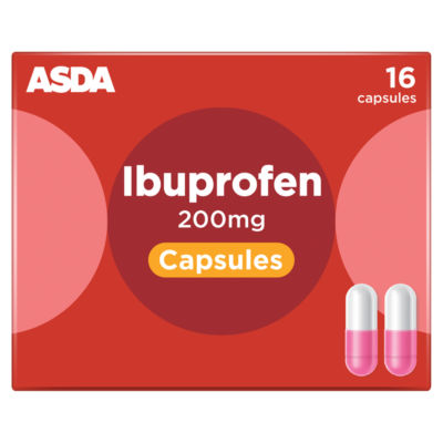 ASDA Ibuprofen 200mg Capsules 16 Capsules - British product