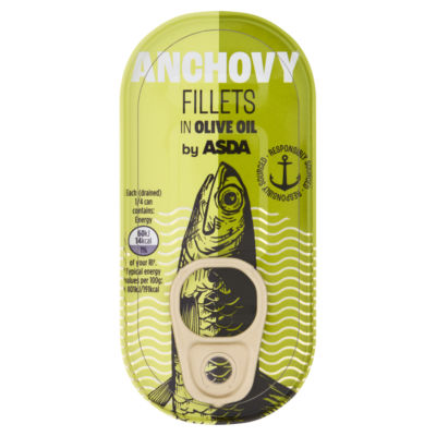 ASDA anchovy fillets in olive oil 50g - British product
