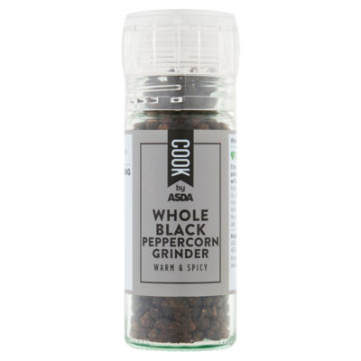 COOK by ASDA whole black peppercorn grinder 50g - British product