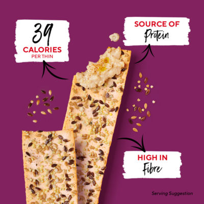 Ryvita multi-seed flatbread crackers 125g, imported from the UK