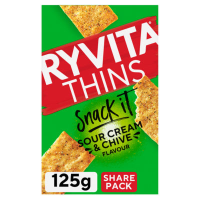 Ryvita Snack It Thins sour cream and chive flatbread snacks 125g - British product