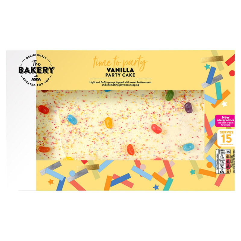 ASDA Vanilla Party Cake with jelly bean topping (British brand)