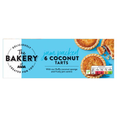 ASDA 6 coconut tarts with plum and raspberry jam (British brand)