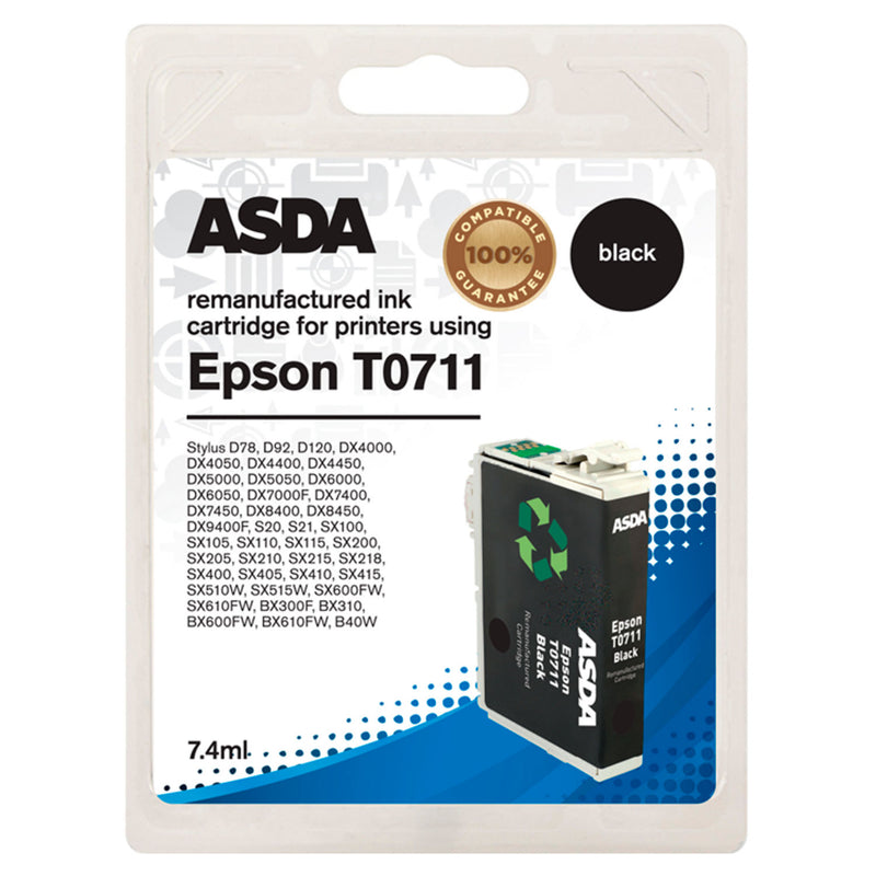 ASDA Epson T0711 black ink cartridge - British product