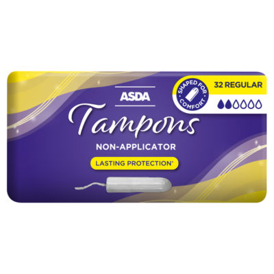 ASDA Regular Non-Applicator Tampons 32 - British product