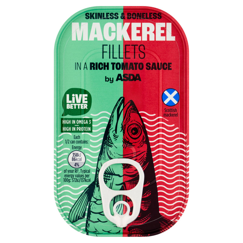 ASDA mackerel fillets tomato sauce 125g - British product