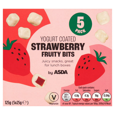 ASDA ASDA Yogurt Coated Strawberry Fruity Bits 5 x 25g (125g)- Buy online at McGrocer