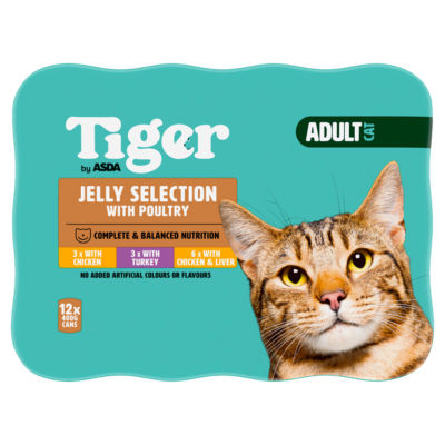 Tiger by ASDA wet cat food with poultry 12 x 400g multipack (British brand)