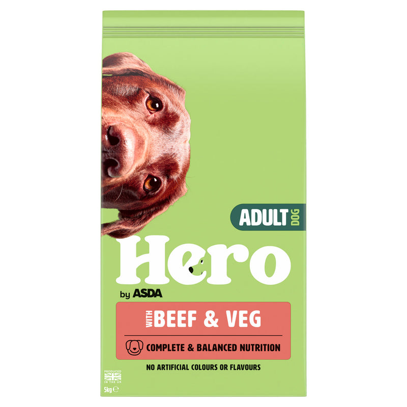 Hero adult dog food with beef and veg 5kg, UK version