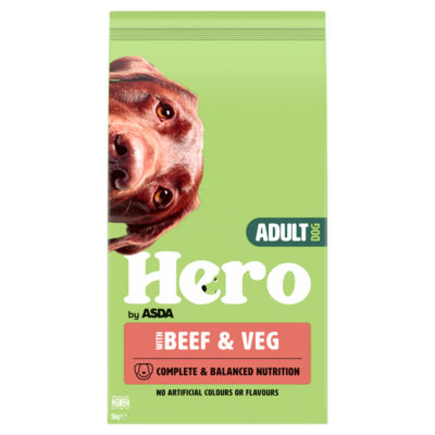 Hero adult dog food with beef and veg 5kg, UK version