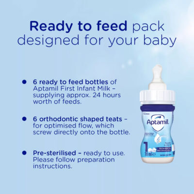 Aptamil 1 First Baby Milk Formula Liquid Starter Pack from Birth 6x70ml