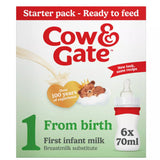 ASDA Cow & Gate First Infant Milk from Birth Ready-to-Feed Starter Pack 6 x 70ml- Buy online at McGrocer