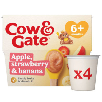 Cow & Gate apple strawberry banana fruit pot 4x100g - British product