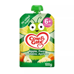Cow & Gate Fruit Pouch Apple Pear Banana Apricot Baby Food Snack 100g 6+ Months