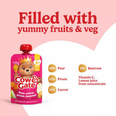 Cow Gate Baby Food Pouch Pear Carrot 100g - British product