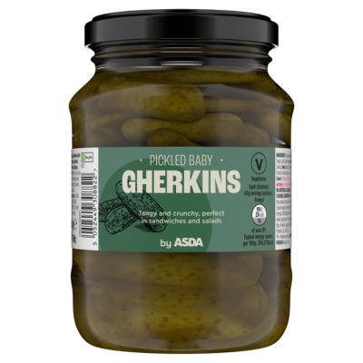 ASDA pickled baby gherkins 340g - British product