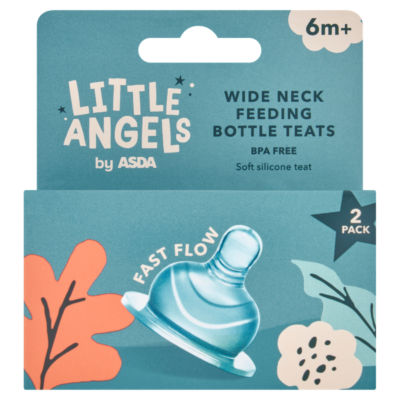 LITTLE ANGELS wide neck fast flow teats pack of 2, UK version