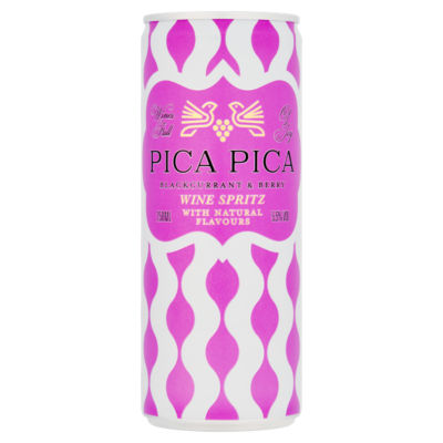 Pica Pica blackcurrant and berry wine spritz 250ml, imported from the UK