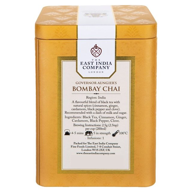 The East India Company Governor Aungier's Bombay Chai Black Loose Tea Caddy   125g GOODS M&S