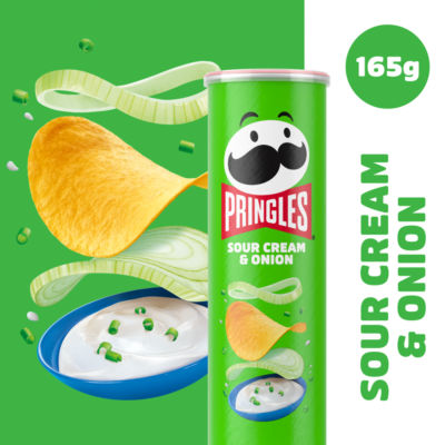 Pringles Sour Cream & Onion crisps 165g, UK version