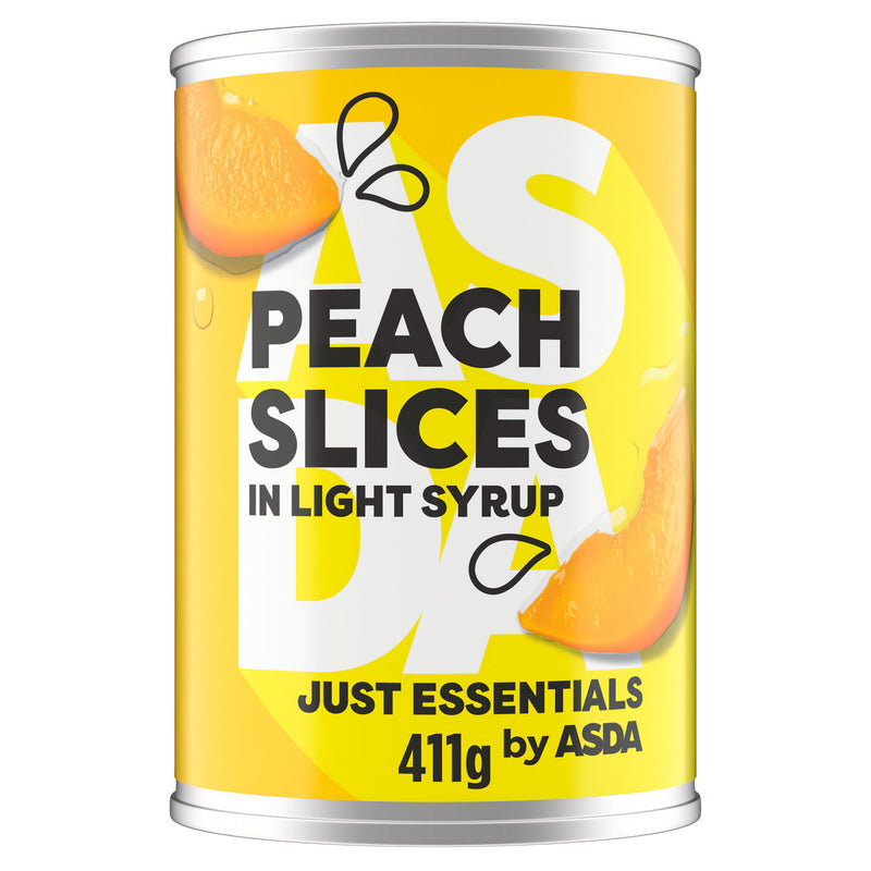 ASDA peach slices in light syrup 411g, imported from the UK