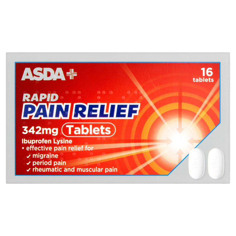 ASDA Rapid Pain Relief Ibuprofen Lysine tablets 16 tablets - British product