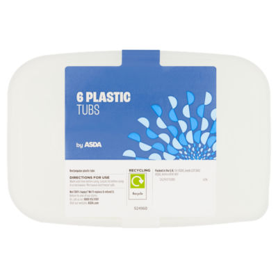 ASDA 6 plastic food storage tubs - British product