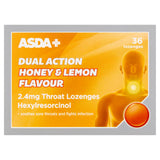 ASDA ASDA Dual Action Honey & Lemon Flavour Throat Lozenges 36 Lozenges- Buy online at McGrocer