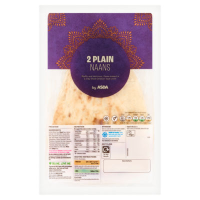 ASDA plain naan bread 2 pack - British product