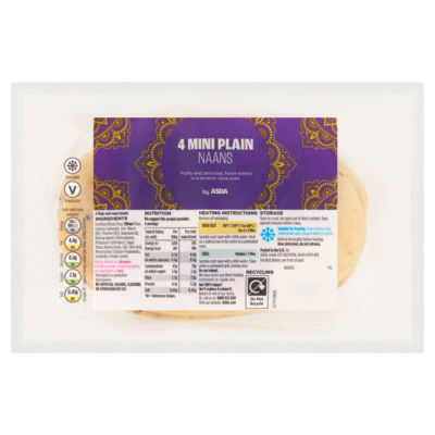 ASDA 4 pack mini plain naan bread - British product