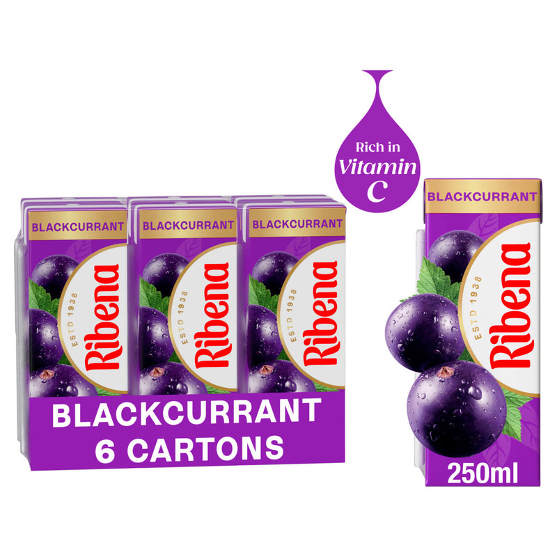 Ribena blackcurrant juice drink 6x250ml, imported from the UK