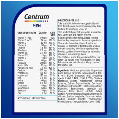Centrum men multivitamin tablets 30s - British product