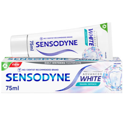 Sensodyne Advanced White Enamel Defence toothpaste 75ml, imported from the UK