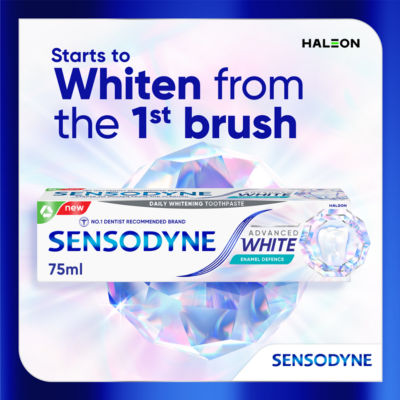 Sensodyne Advanced White Enamel Defence toothpaste 75ml, imported from the UK