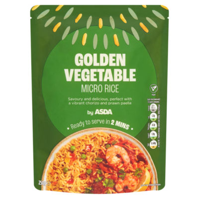 ASDA ASDA Golden Vegetable Microwavable Rice 250g- Buy online at McGrocer